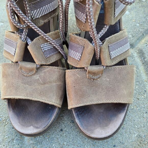 SOREL wedge sandals womens sz 8.5 JOANIE II lace up - Picture 2 of 14